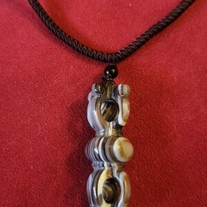 Modern Brown and Cream Necklace with Sculptural Pendant